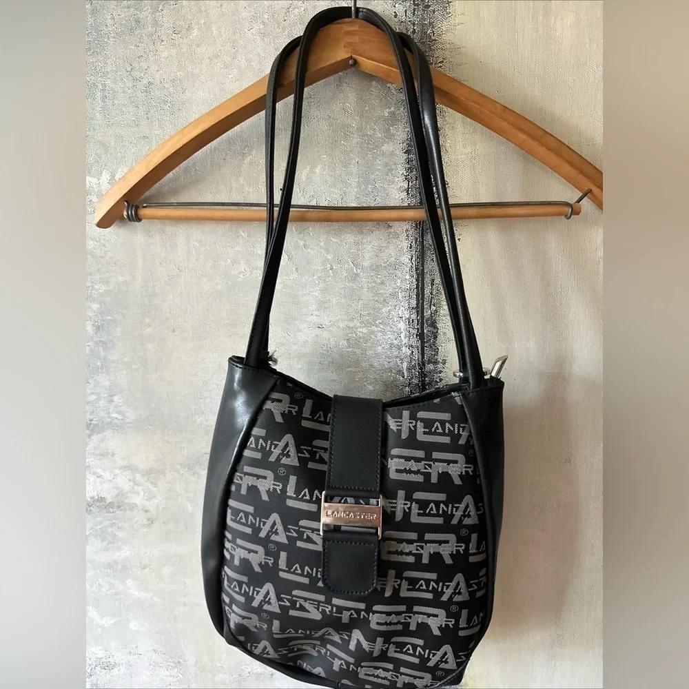 Lancaster Paris Black Logo Backpack Bag
